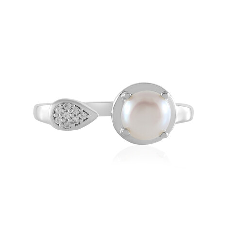 Anello in argento con Perla d'Acqua Dolce Bianca