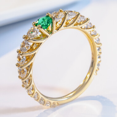 9K Muzo Colombian Emerald Gold Ring (de Melo)