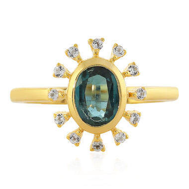 Anello in argento con Cianite Blu Foglia di Tè