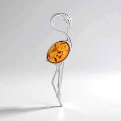 Spilla in argento con Ambra Baltica Cognac