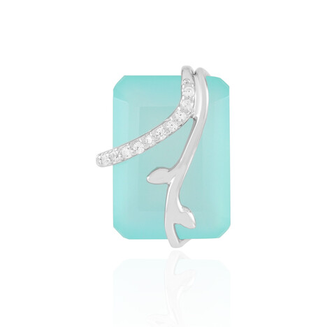 Zilveren hanger met een Aqua Chalcedoon