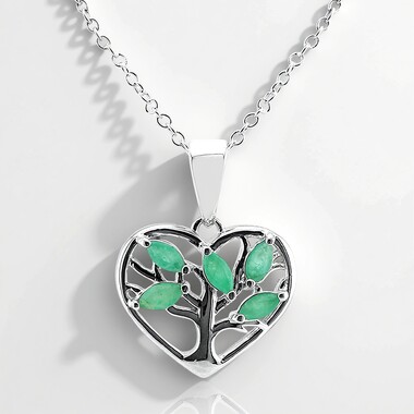 Collier en argent et Emeraude du Brésil