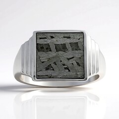 Anello in argento con Meteoriti di Aletai