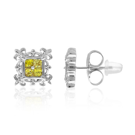 Zilveren oorbellen met gele saffieren (Dallas Prince Designs)