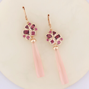 Pink Chalcedony Silver Earrings (KM by Juwelo)