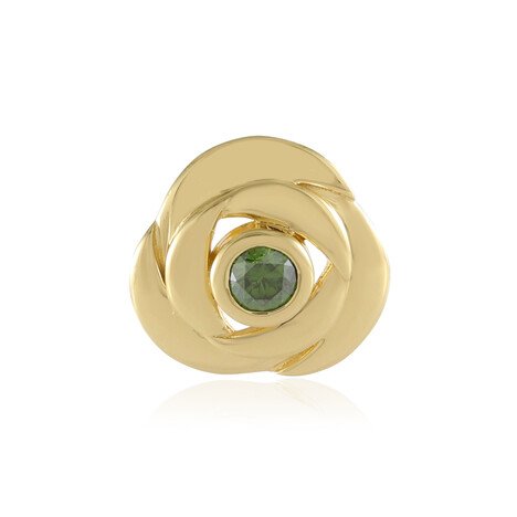 Zilveren hanger met een I2 Groene Diamant