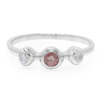 Anello placcato in platino con Zaffiro Padparadscha