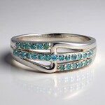 Anello placcato in platino con Diamante Blu Royal