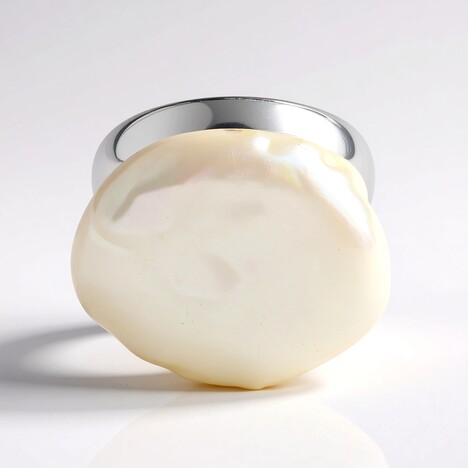 Anello in argento con Perla di Acqua Dolce (TPC)