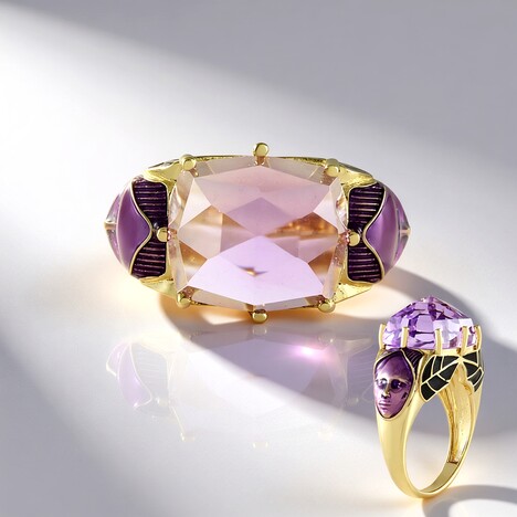 Anello in argento con Ametista Rose de France (Adela Silber)