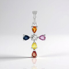 Ciondolo in argento con Zaffiro Fancy