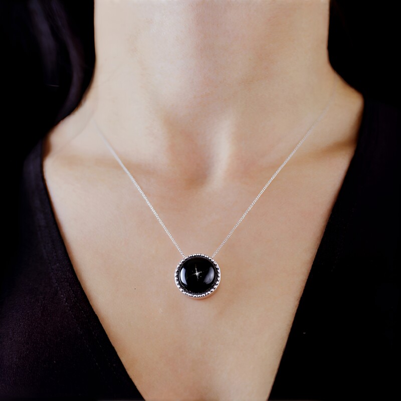 Ciondolo in argento con Diopside Stellato d'India