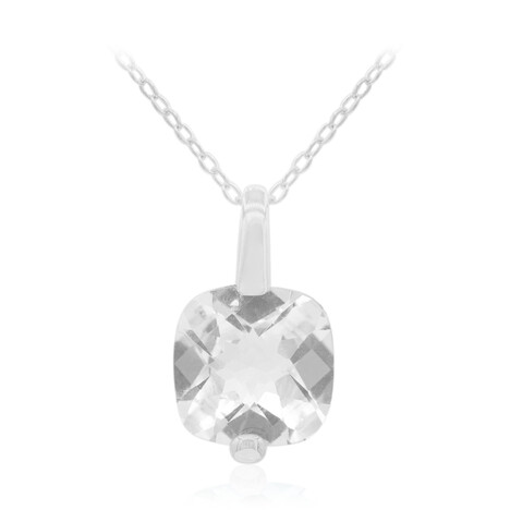 Zilveren halsketting met een witte topaas