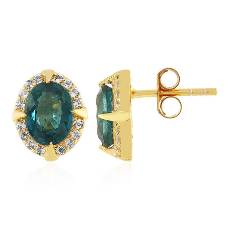 Pendientes en plata con Cianita petróleo