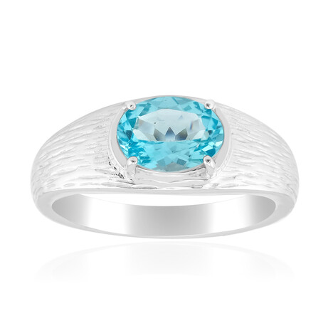 Bague en argent et Apatite bleue (de Melo)