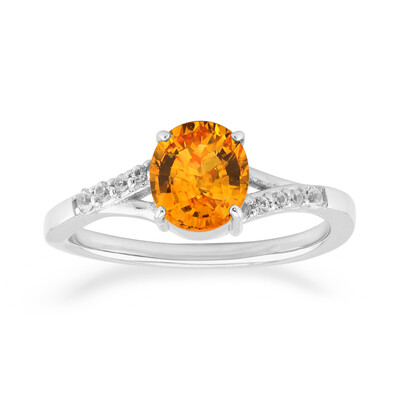 Anello in oro con Zaffiro Arancione Ban Ka Cha