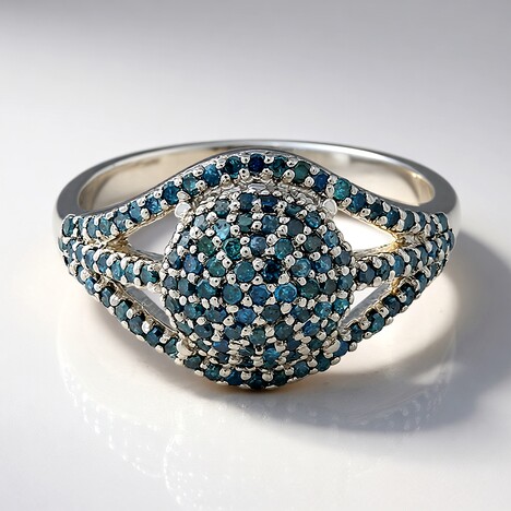 Anello placcato in platino con Diamante Fancy