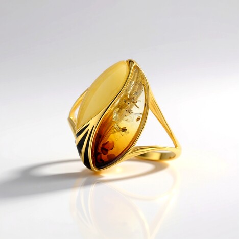 Anello in argento con Ambra Sunrise Baltica (dagen)