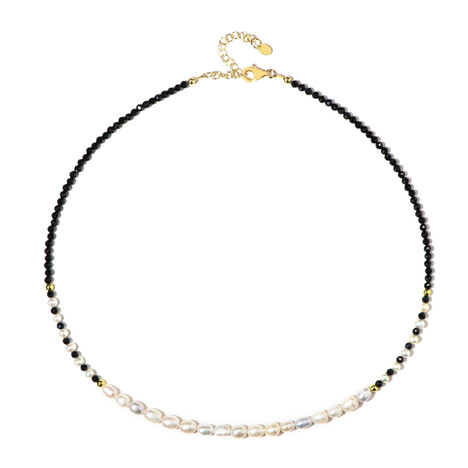 Zilveren halsketting met zwarte spinelstenen