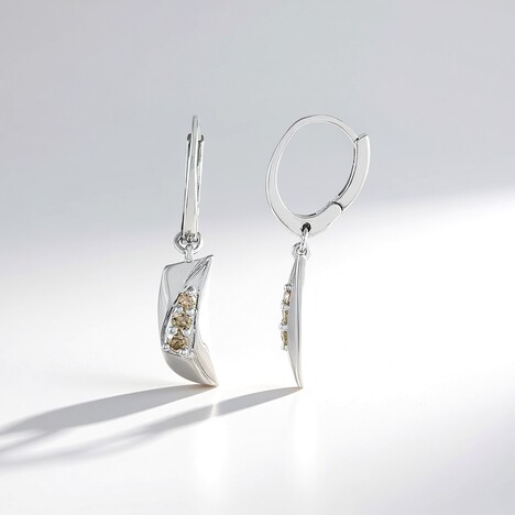 Boucles d'oreilles en argent et Diamant champagne I2