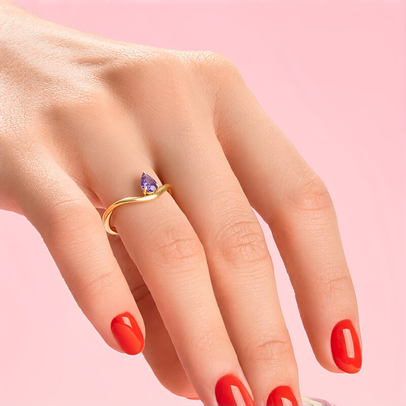 Anillo en oro con Tanzanita sin calentar
