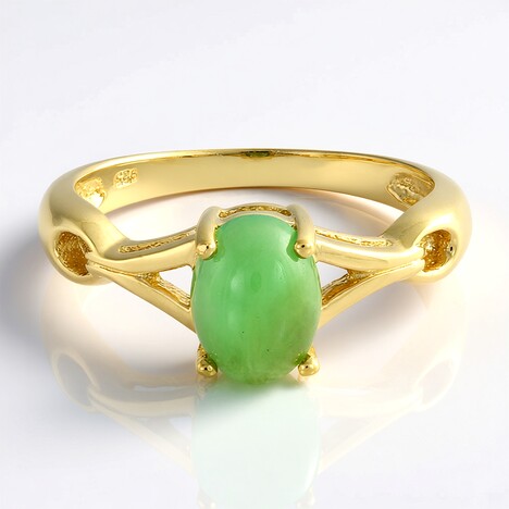 Anello placcato in oro con Crisoprasio Imperiale