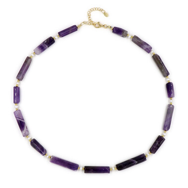 Sambia-Amethyst-Silberhalskette