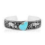Brazalete en plata con Turquesa azul del Mohave Kingman (Jones Lee)