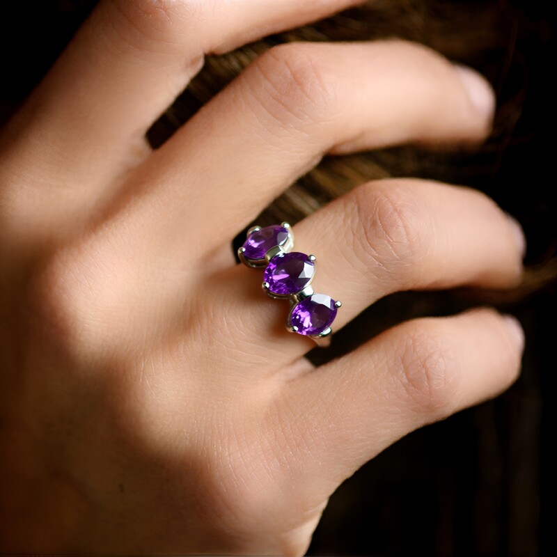 Bague en argent et Améthyste de Zambie