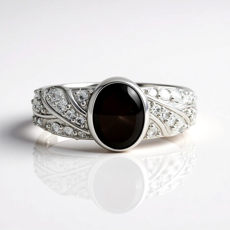 Bague en argent et Saphir étoilé noir (de Melo Essence)