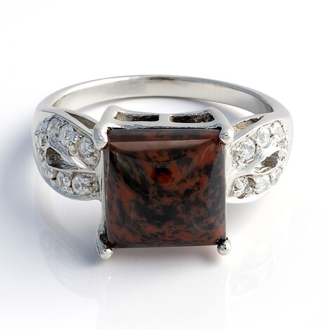 Anello in argento con Ossidiana Mogano