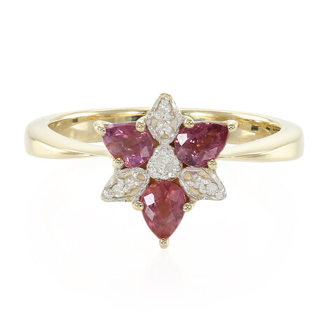 Gouden ring met Onverhitte Padparadscha Saffieren