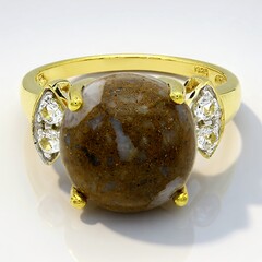 Anello placcato in oro con Quarzo Dinosauro