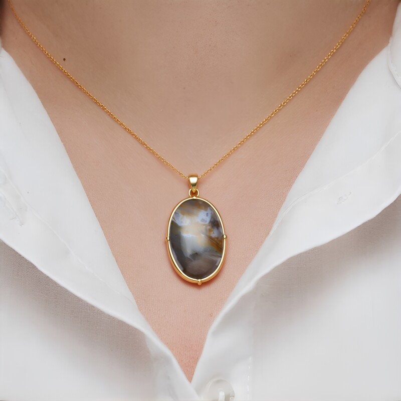 Ciondolo in argento con Legno Fossile