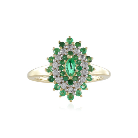 Anillo en oro con Esmeralda de Zambia