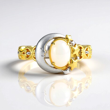 Anello in argento con Opale di Welo (Gems en Vogue)
