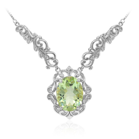 Zilveren halsketting met een groene amethist