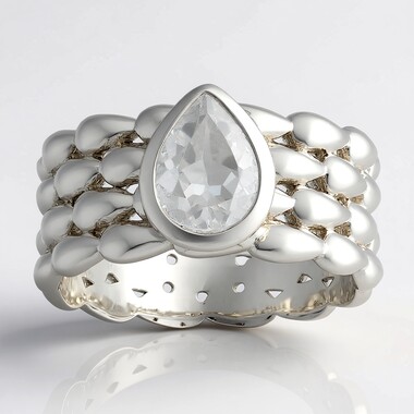 Anello in argento con Topazio Bianco