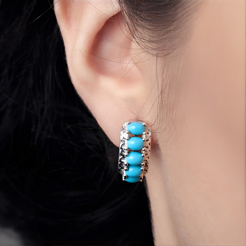 Boucles d'oreilles en argent et Turquoise Sleeping Beauty