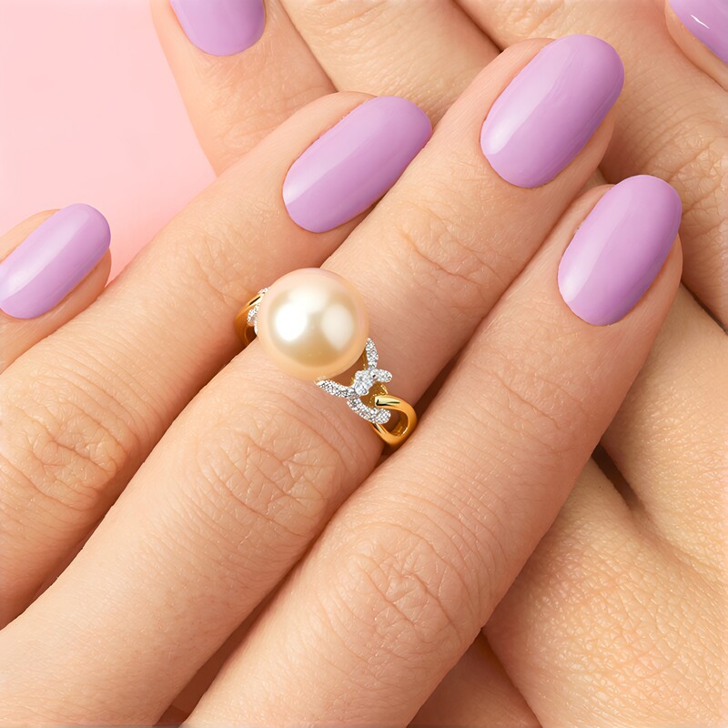 Anillo en oro con Perla dorada del Mar del Sur Kabira  (TPC)