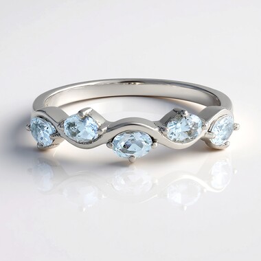 Zilveren ring met Braziliaanse Aquamarijnen