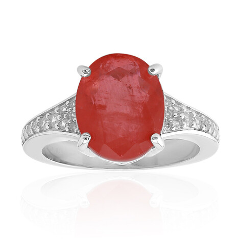 Orange pastel quartz Silver Ring