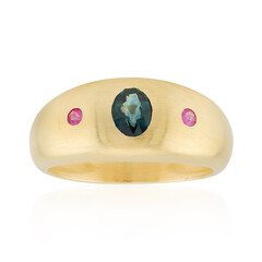 Petrolfarbener Saphir-Silberring