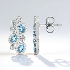 Boucles d'oreilles en argent et Topaze bleu Suisse