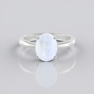 Anillo en plata con Piedra de Luna arcoíris