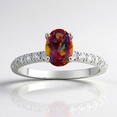 Anello in argento con Quarzo Mistico Aurora