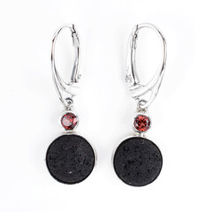 Boucles d'oreilles en argent et Perle de lave