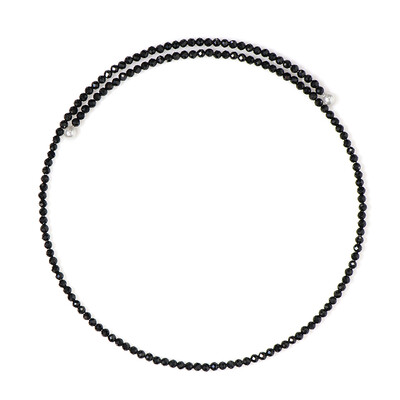 Collier ras du cou en acier et Spinelle noir (Riya)