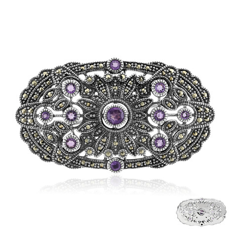 Zilveren broche met een amethist (Annette classic)