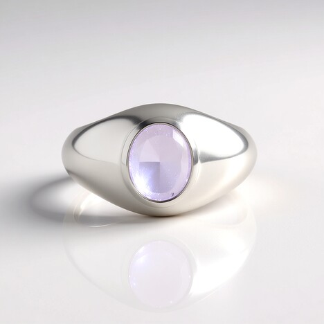 Anello in argento con Pietra di Luna Argentata